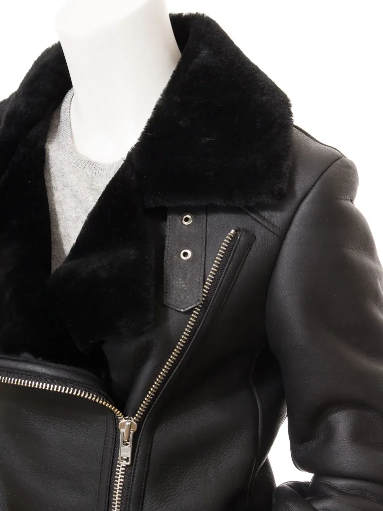 Black Shearling Biker Jacket: Dadeville