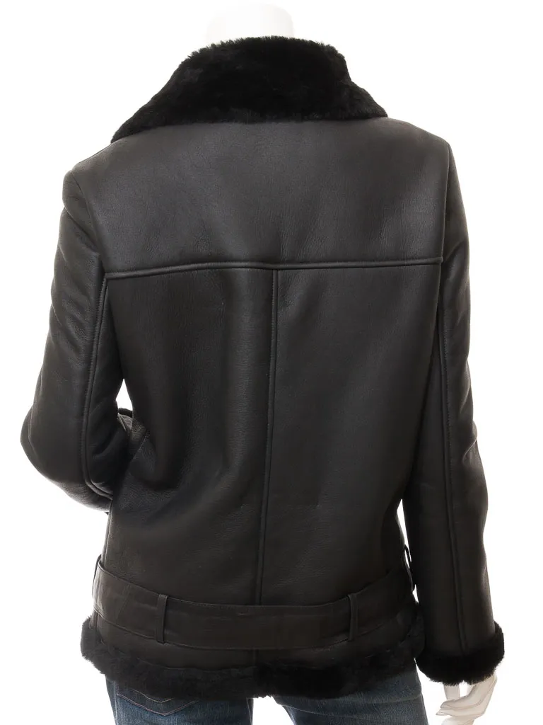 Black Shearling Biker Jacket: Dadeville