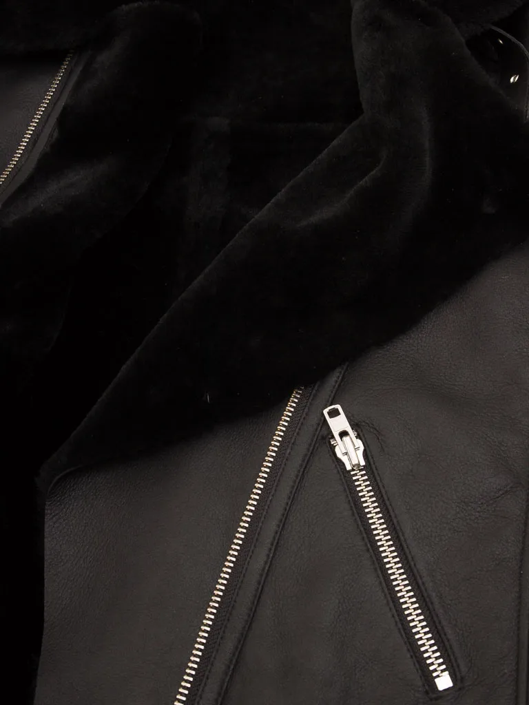 Black Shearling Biker Jacket: Dadeville