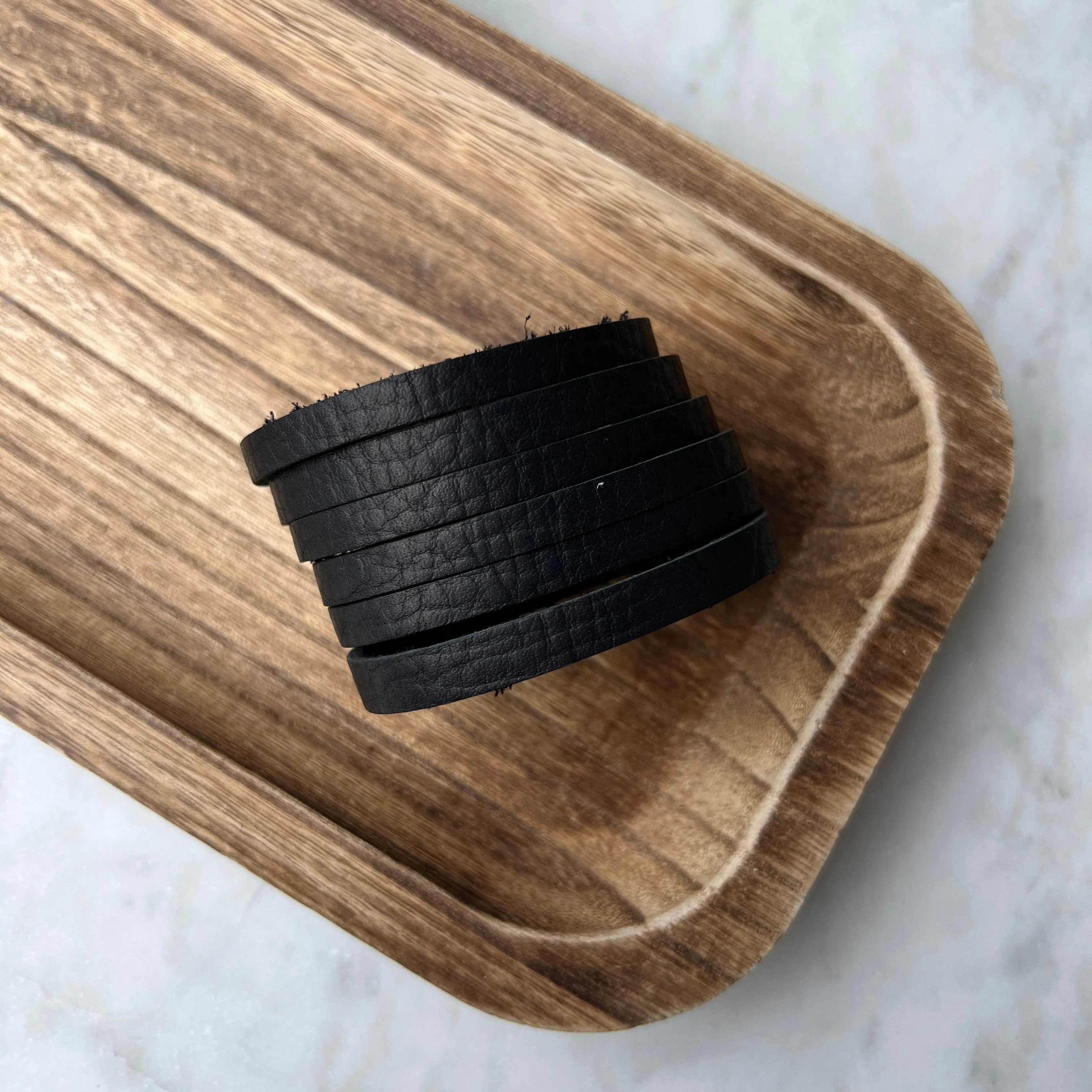 Black Split Leather Cuff