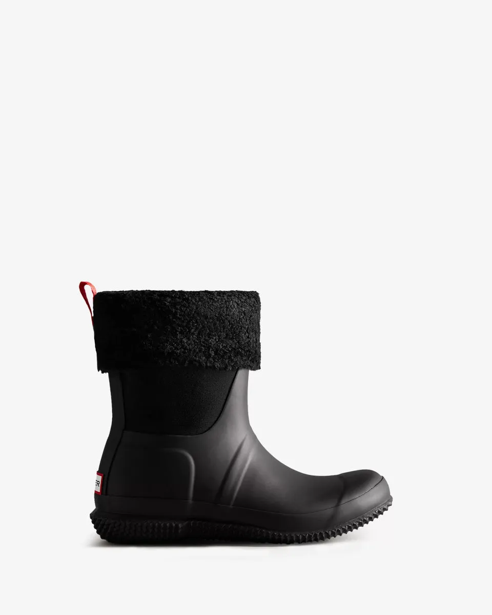 Black Women's Insulated Roll Top Vegan Shearling Boots by Hunter