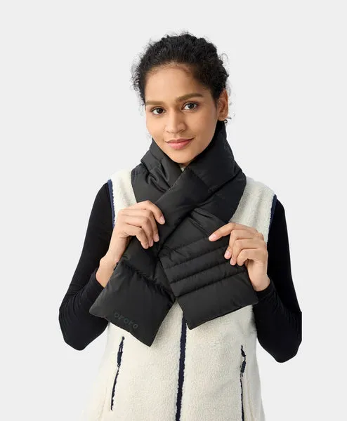 Black/Light Grey Heated Puffer Down Scarf - Unisex