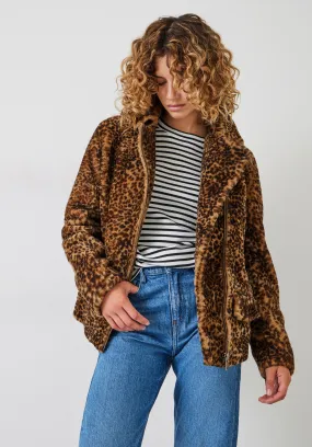 Shearling Jacket with Leopard Print