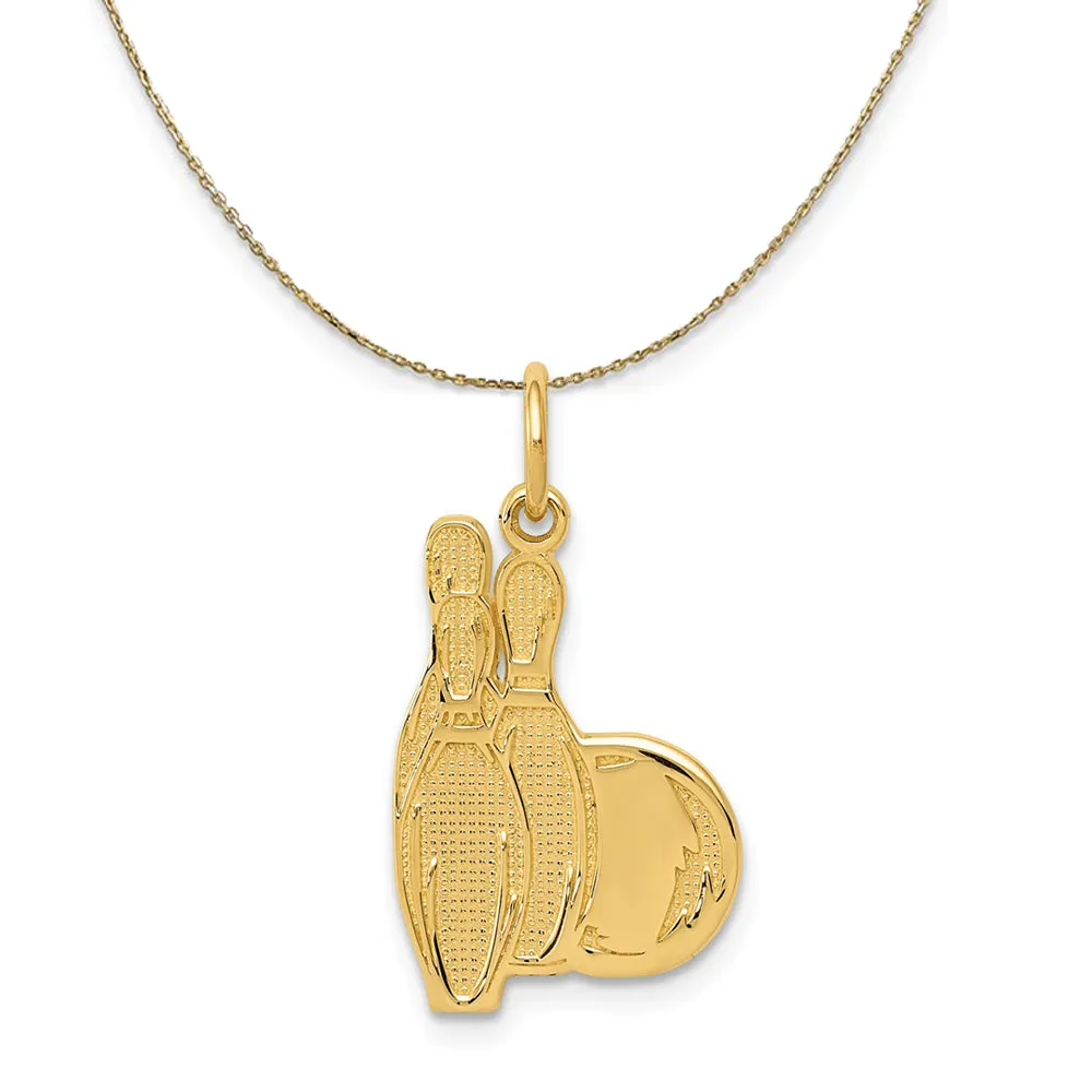 Gold Bowling Pins and Ball Necklace