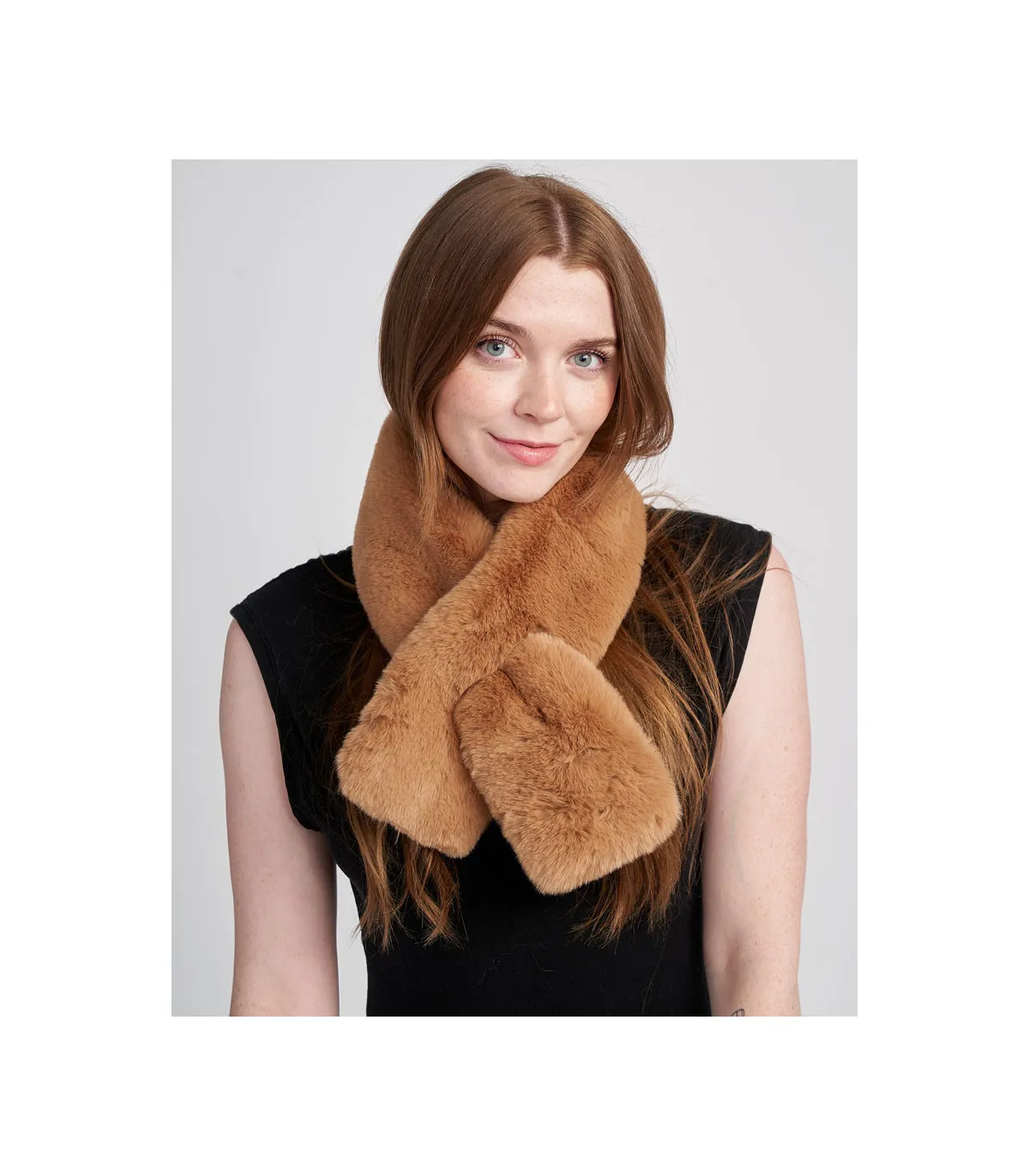 Brown Faux Fur Scarf by FEFE on FurHatWorld.com