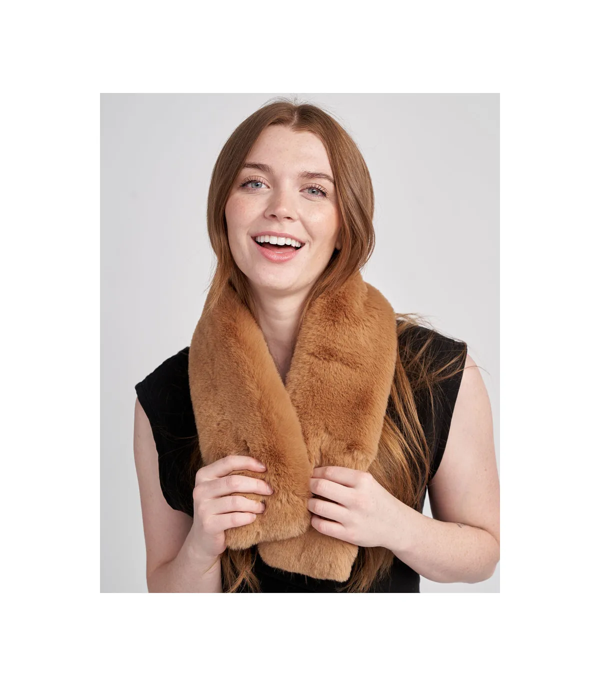 Brown Faux Fur Scarf by FEFE on FurHatWorld.com