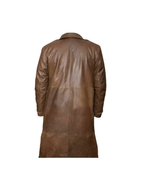 Brown Leather Trench Coat in Real Lambskin Leather