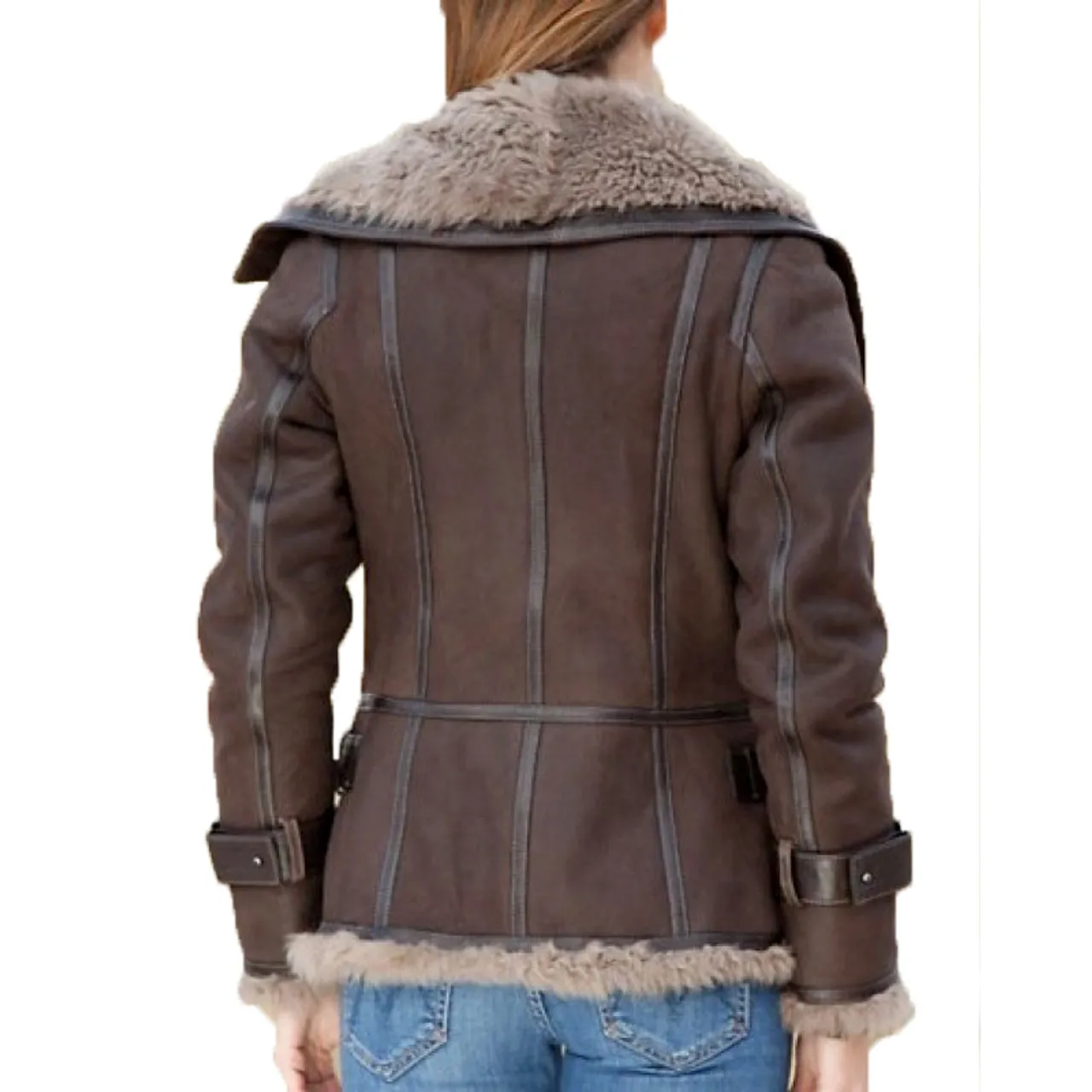 Women's Brown Shearling Leather Jacket