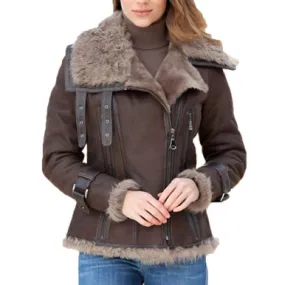 Women's Brown Shearling Leather Jacket