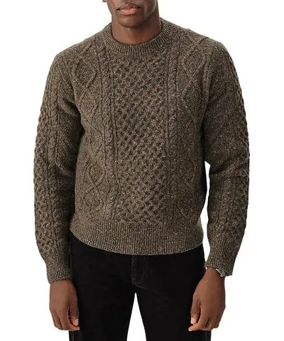 Buck Mason Irish Donegal Crewneck Cable Knit Sweater