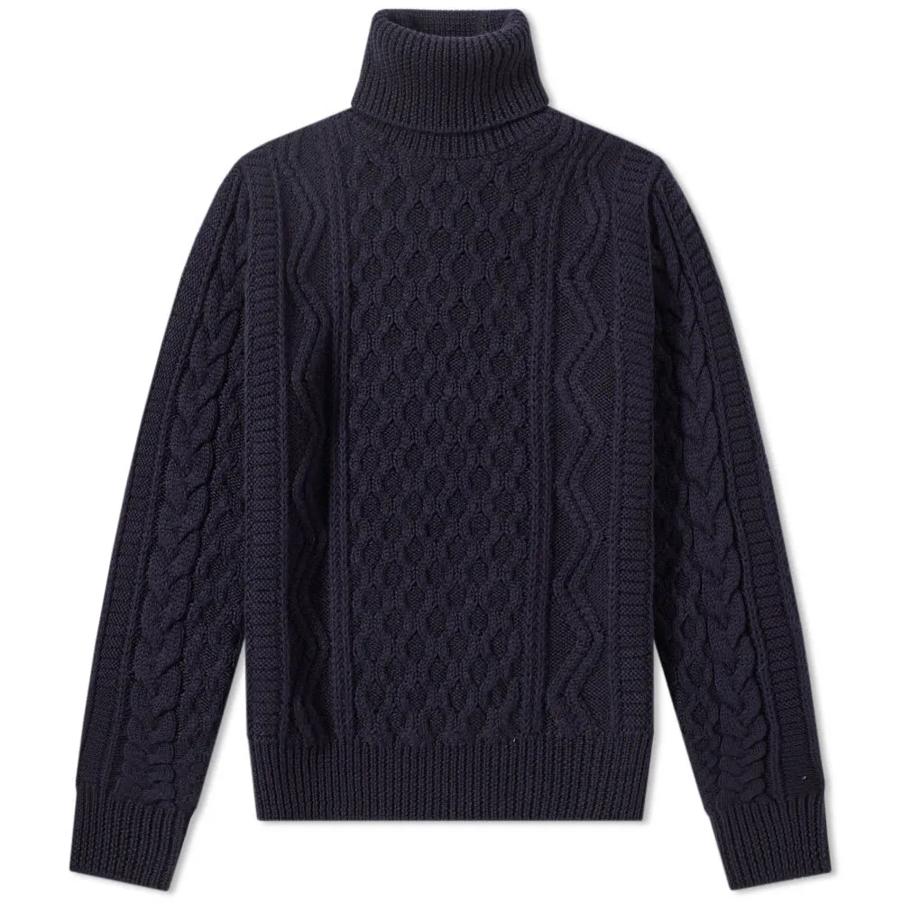 Cable Roll Neck KnitNavy