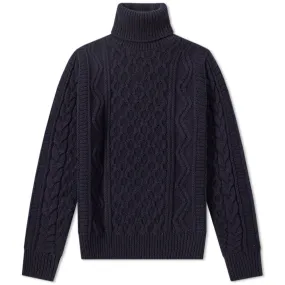 Cable Roll Neck KnitNavy