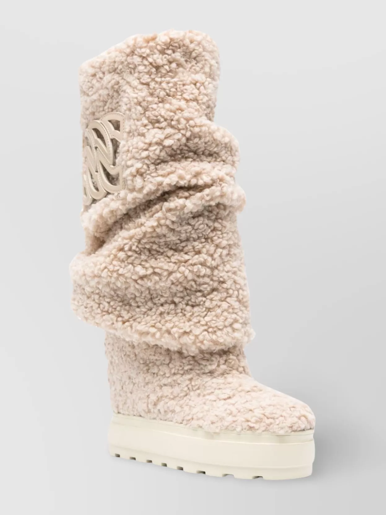 Casadei   Shearling knee-high round toe rubber boots