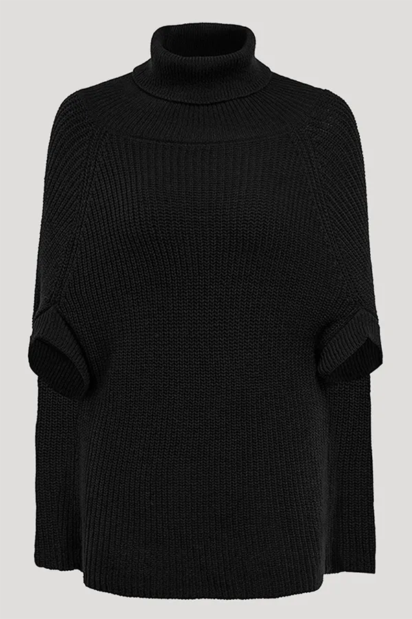 Solid Turtleneck Tops Sweater in Joint Design