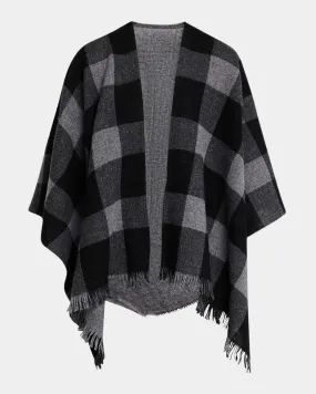 Check Wool Poncho