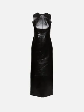 Leather Column High Neck Dress