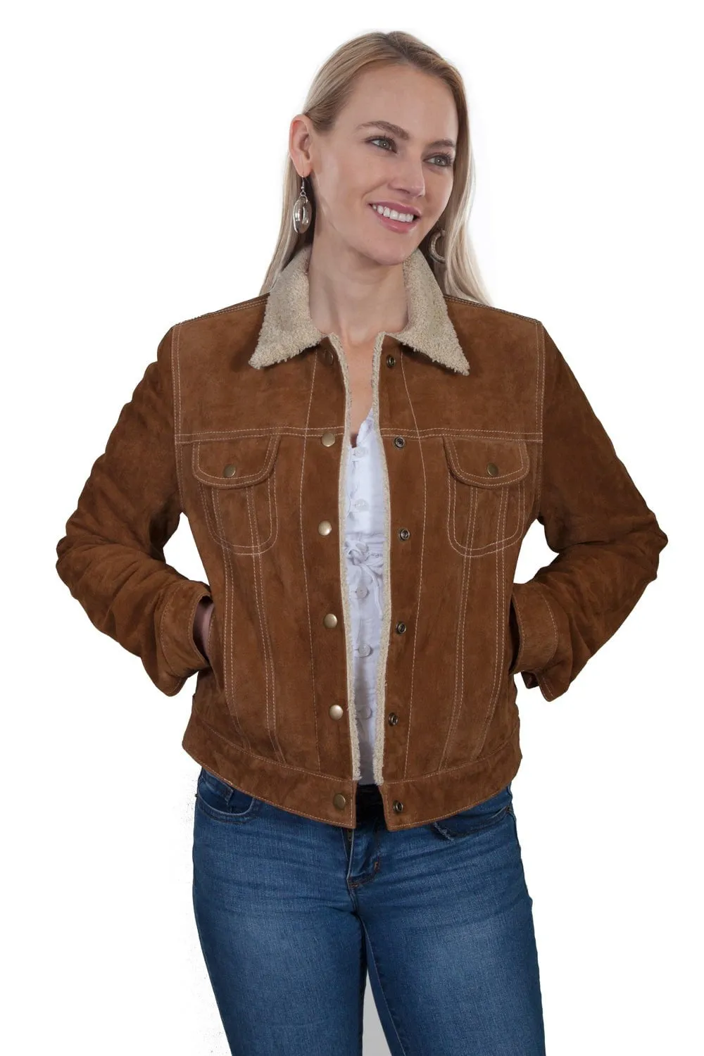 Cinnamon Suede Faux Fur Jacket