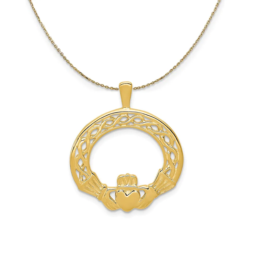 Gold Claddagh Round Necklace