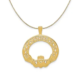 Gold Claddagh Round Necklace