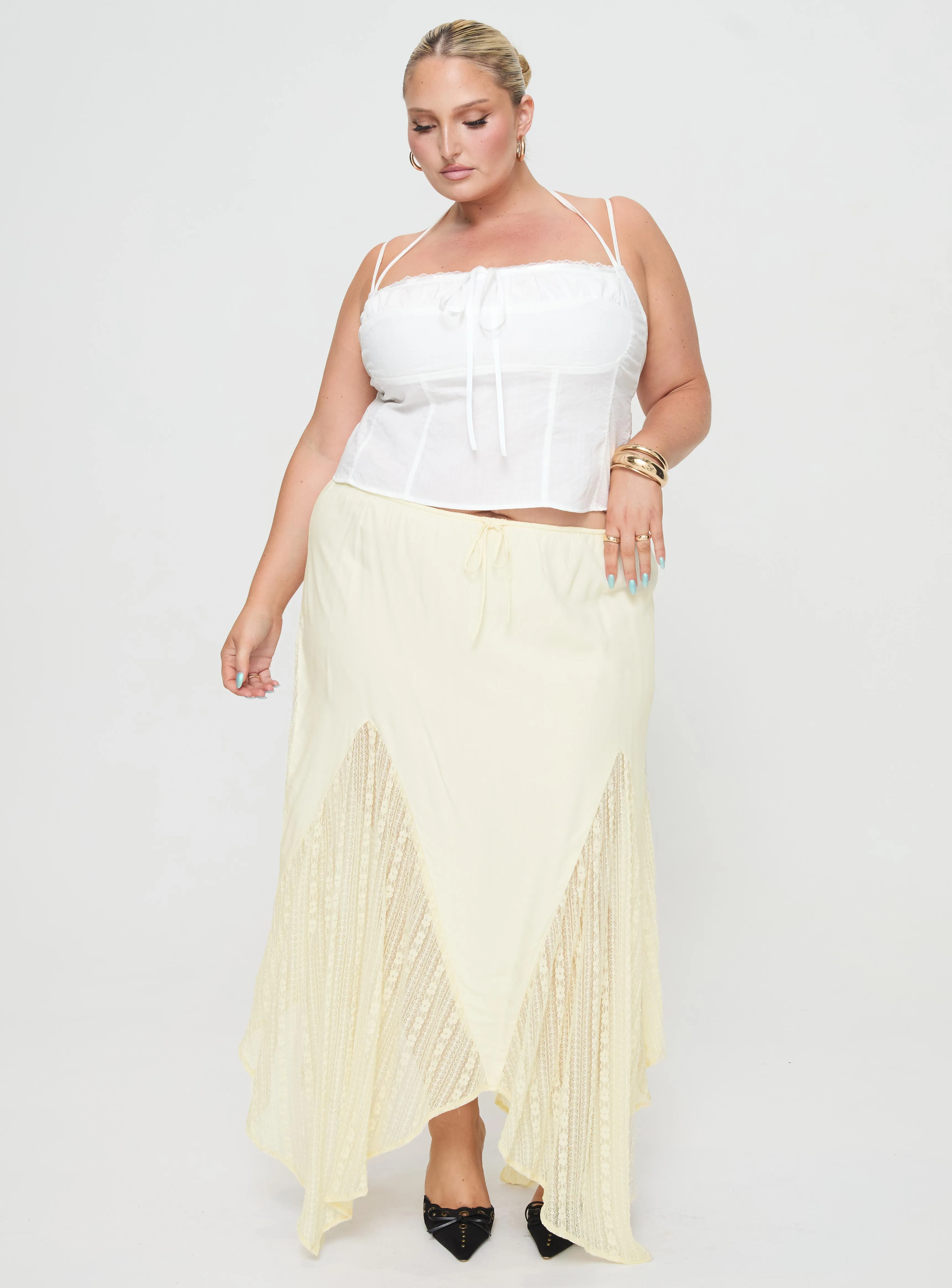 Madame Lace Maxi Skirt Cream Curve