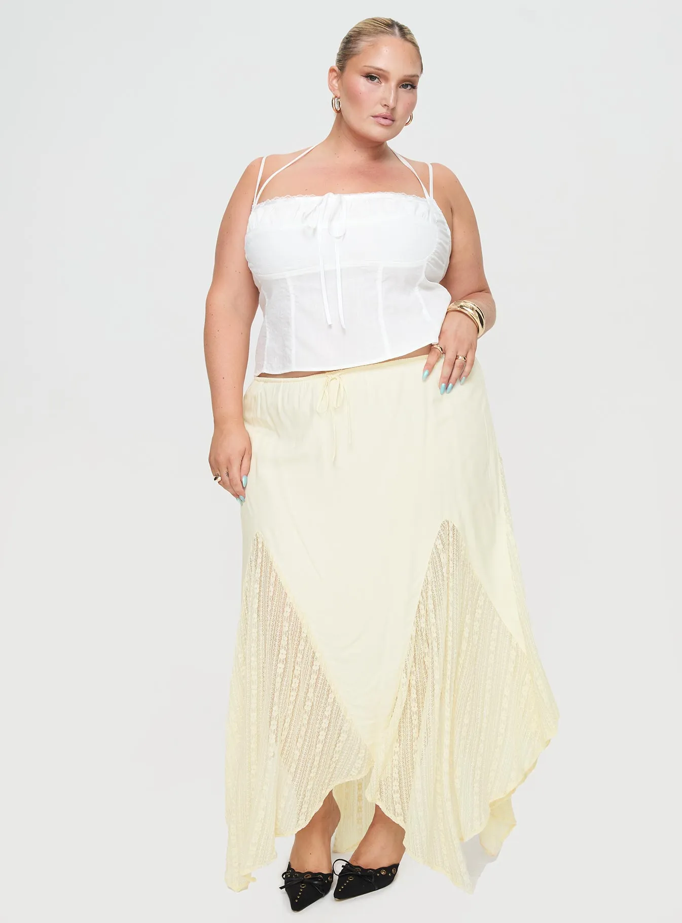 Madame Lace Maxi Skirt Cream Curve