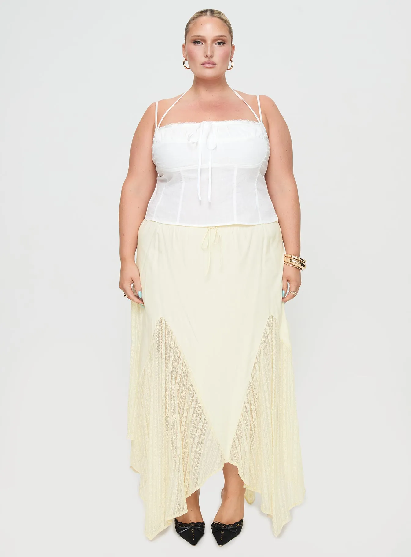 Madame Lace Maxi Skirt Cream Curve