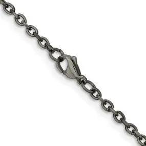 Dark Gray Titanium Classic Polished Cable Chain Necklace, 2.9mm