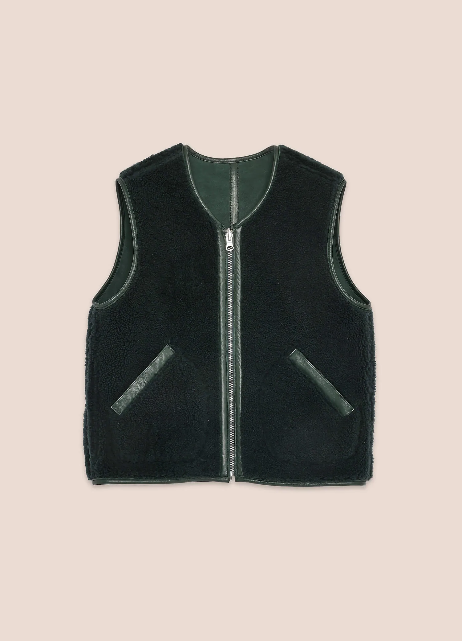 Dark Green Wyatt Sheepskin Waistcoat