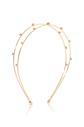 Dainty Crystal Adorned Gold Headband