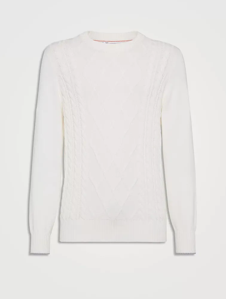 Designer Cable Knit Sweater in Cotton