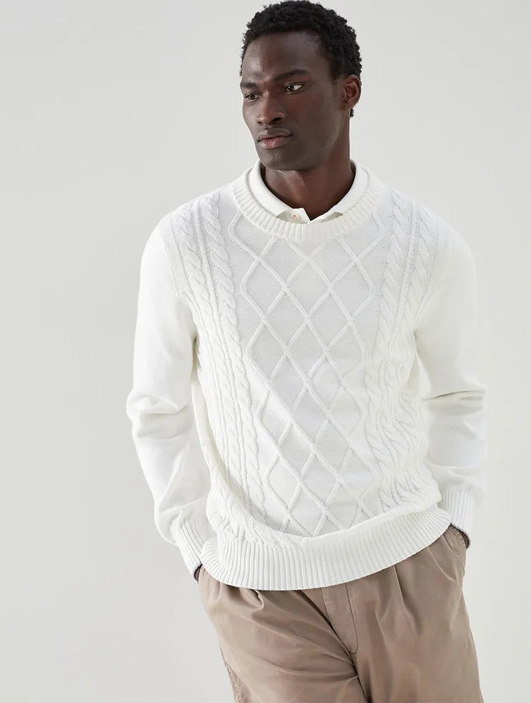 Designer Cable Knit Sweater in Cotton