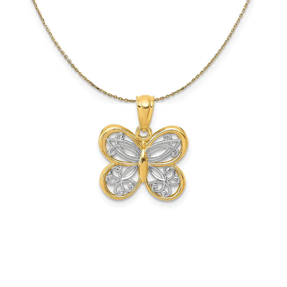 14k Gold Rhodium Butterfly Necklace