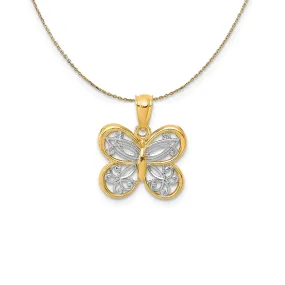 14k Gold Rhodium Butterfly Necklace