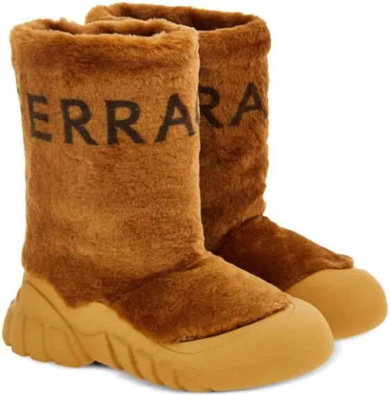 Ferragamo neutral shearling boots