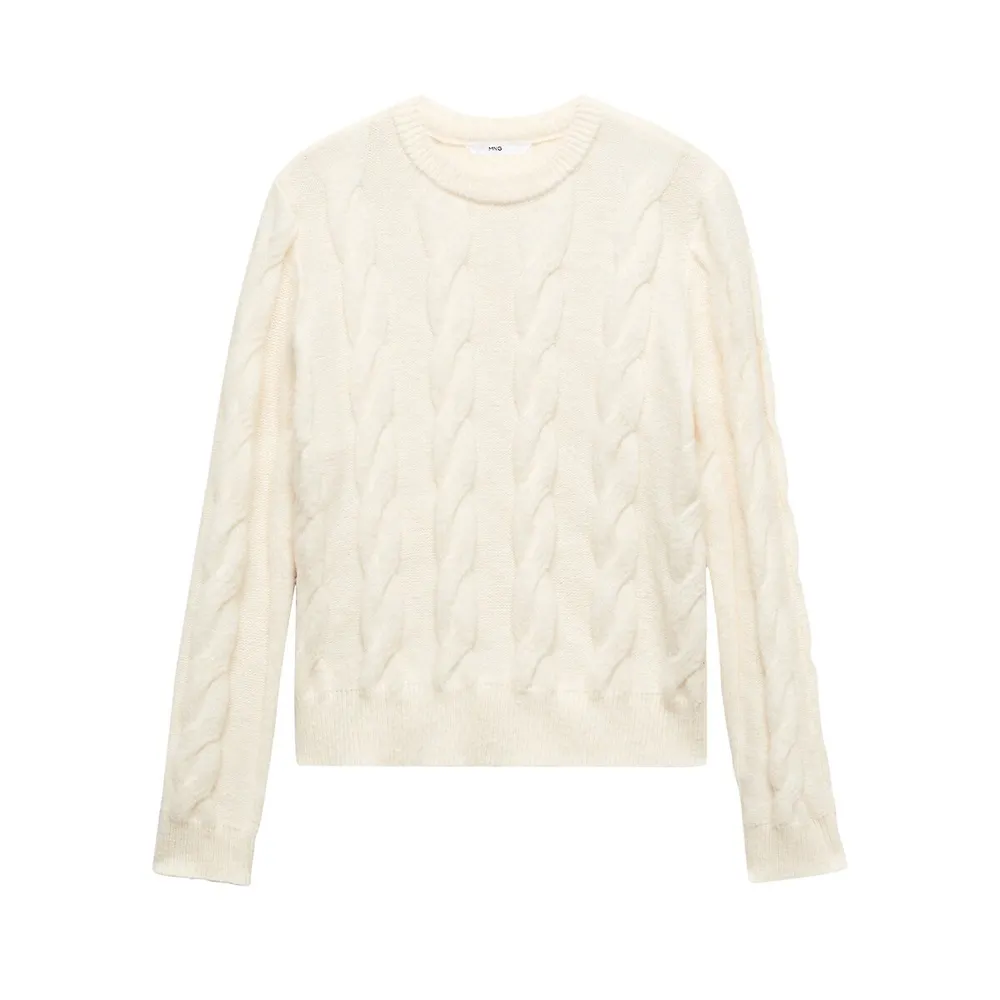 Form-Fitting Cable-Knit Sweater