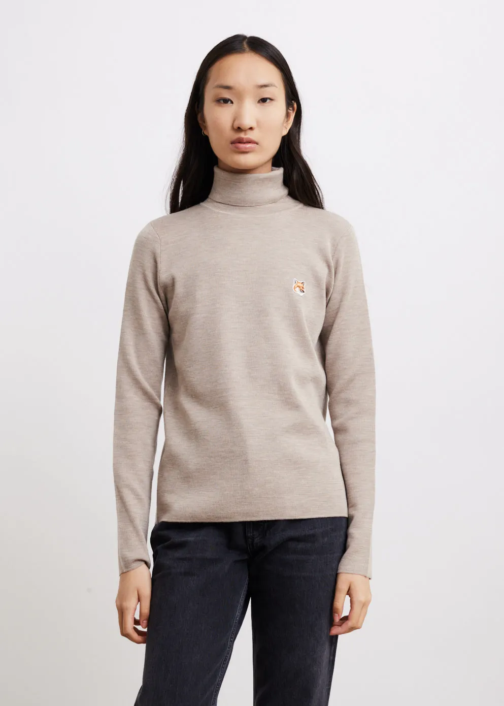 Fox Head Patch Fitted Turtleneck Maison Kitsune Tops