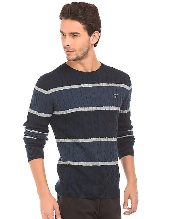 Striped Cable Knit Sweater