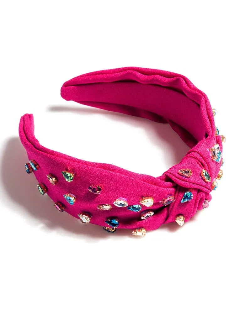 Knotted Embellished Headband - Magenta