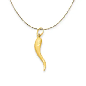 14k Gold Diamond Cut Italian Horn Pendant