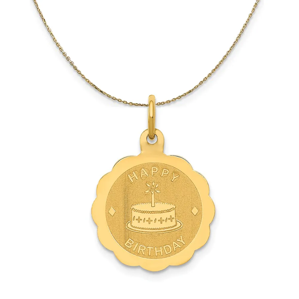 14k Gold Happy Birthday Pendant