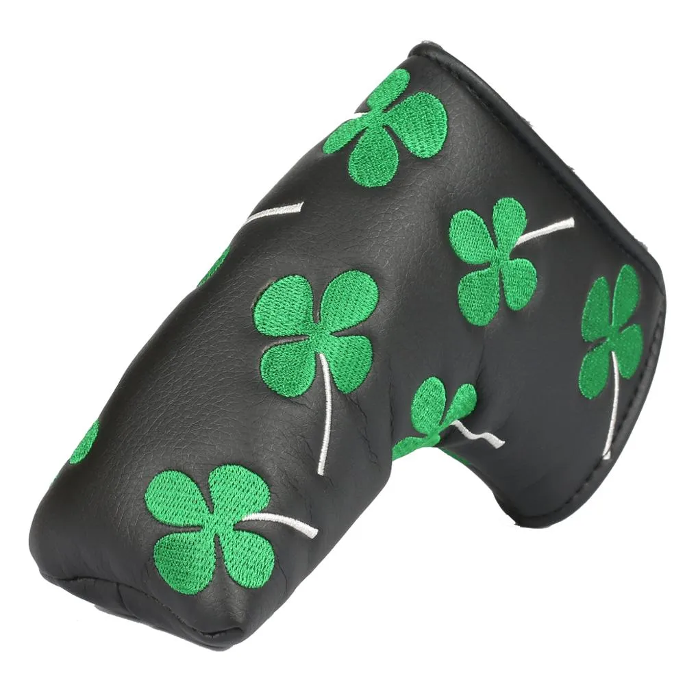 Black Synthetic Leather Shamrock Putter Cover by Volf Golf