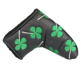 Black Synthetic Leather Shamrock Putter Cover by Volf Golf