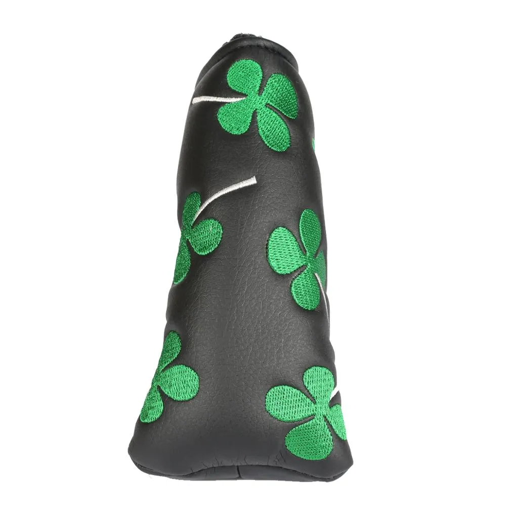 Black Synthetic Leather Shamrock Putter Cover by Volf Golf