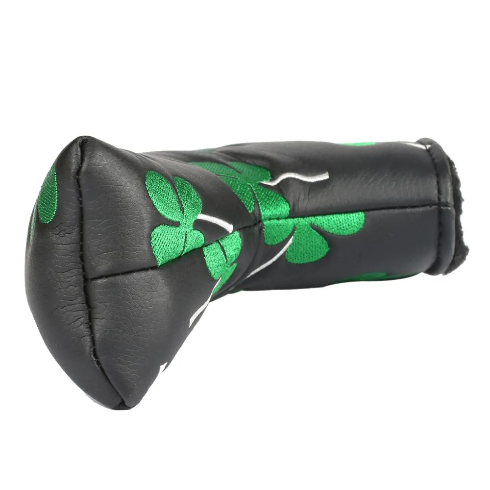 Black Synthetic Leather Shamrock Putter Cover by Volf Golf