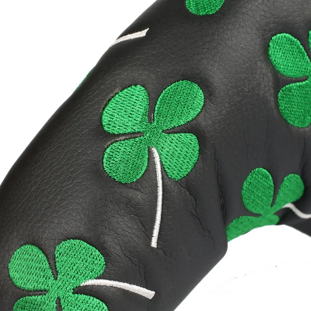 Black Synthetic Leather Shamrock Putter Cover by Volf Golf