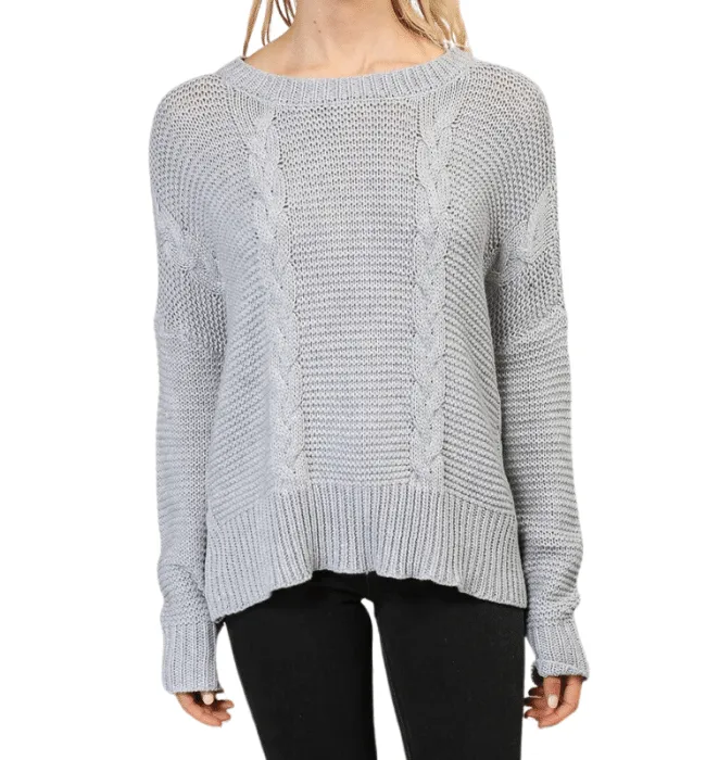 Gray Cable Knit Sweater