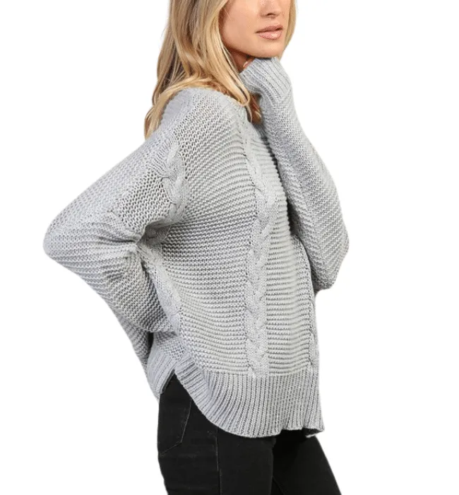 Gray Cable Knit Sweater