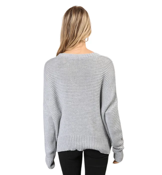 Gray Cable Knit Sweater