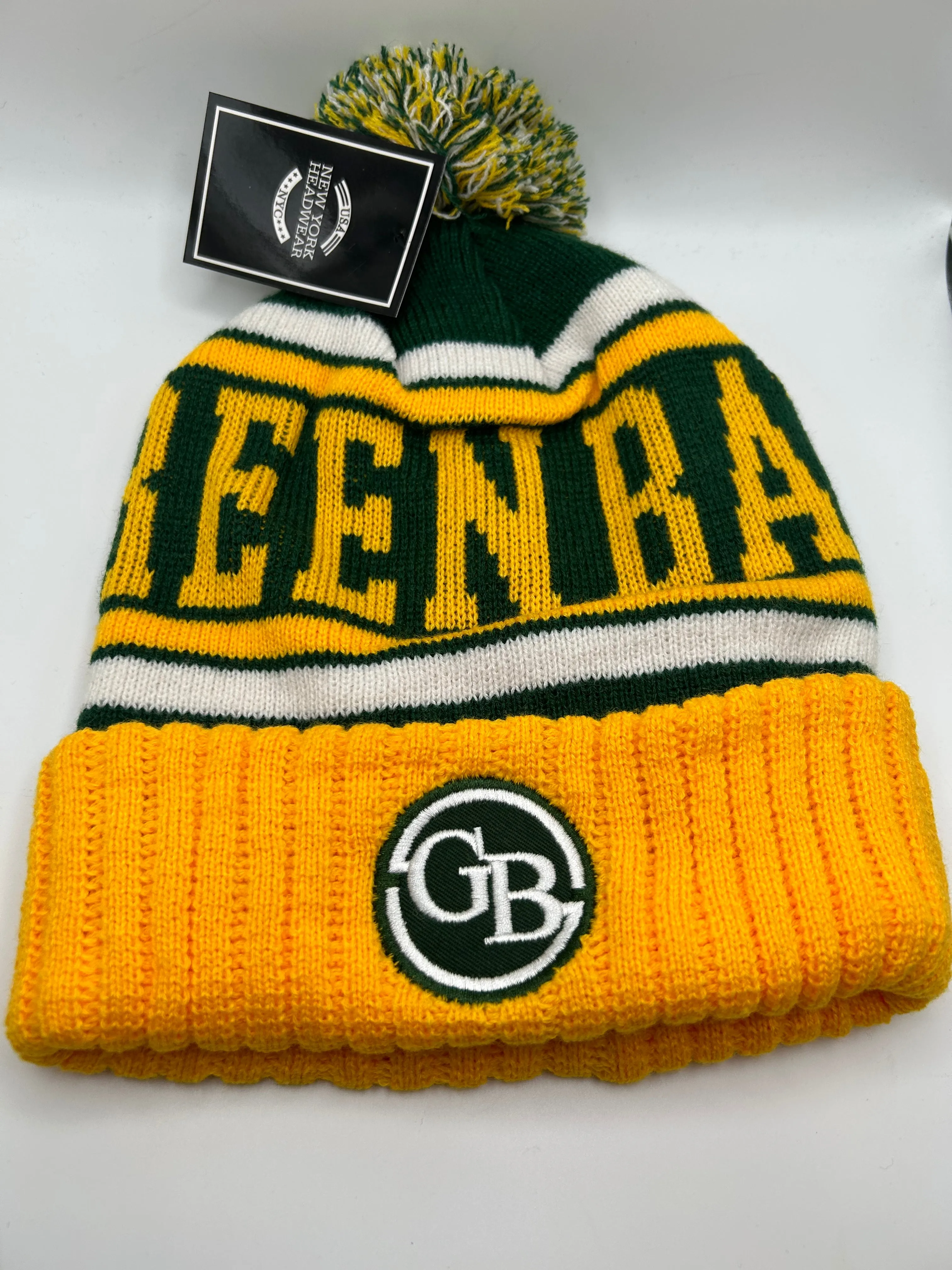 Green Bay Cuffed Knit Beanie Yellow/Green