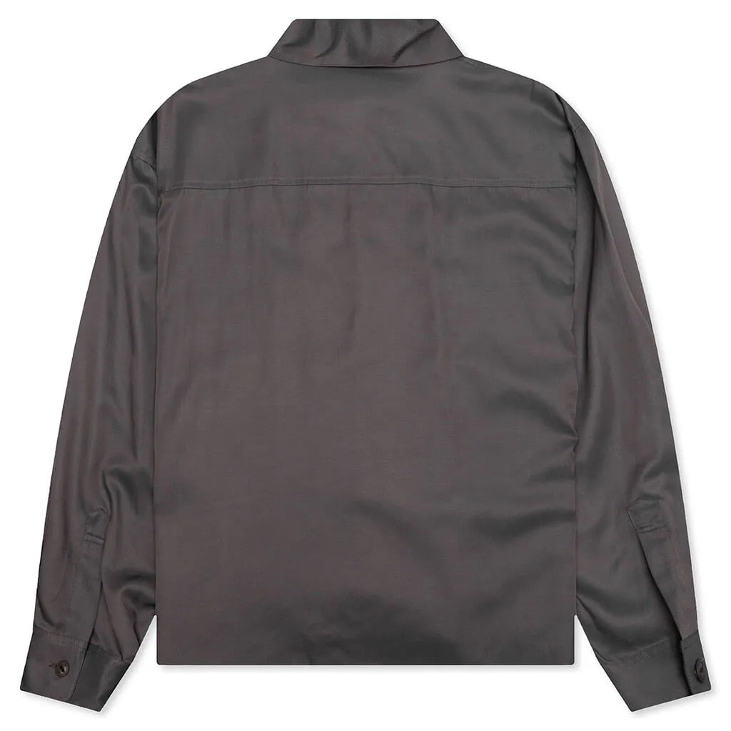 Grey Bi Color Rayon L/S Shirt